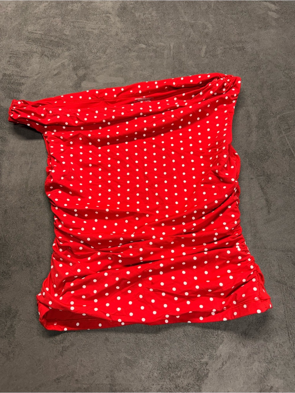 Red Polka Dot One-Shoulder Top